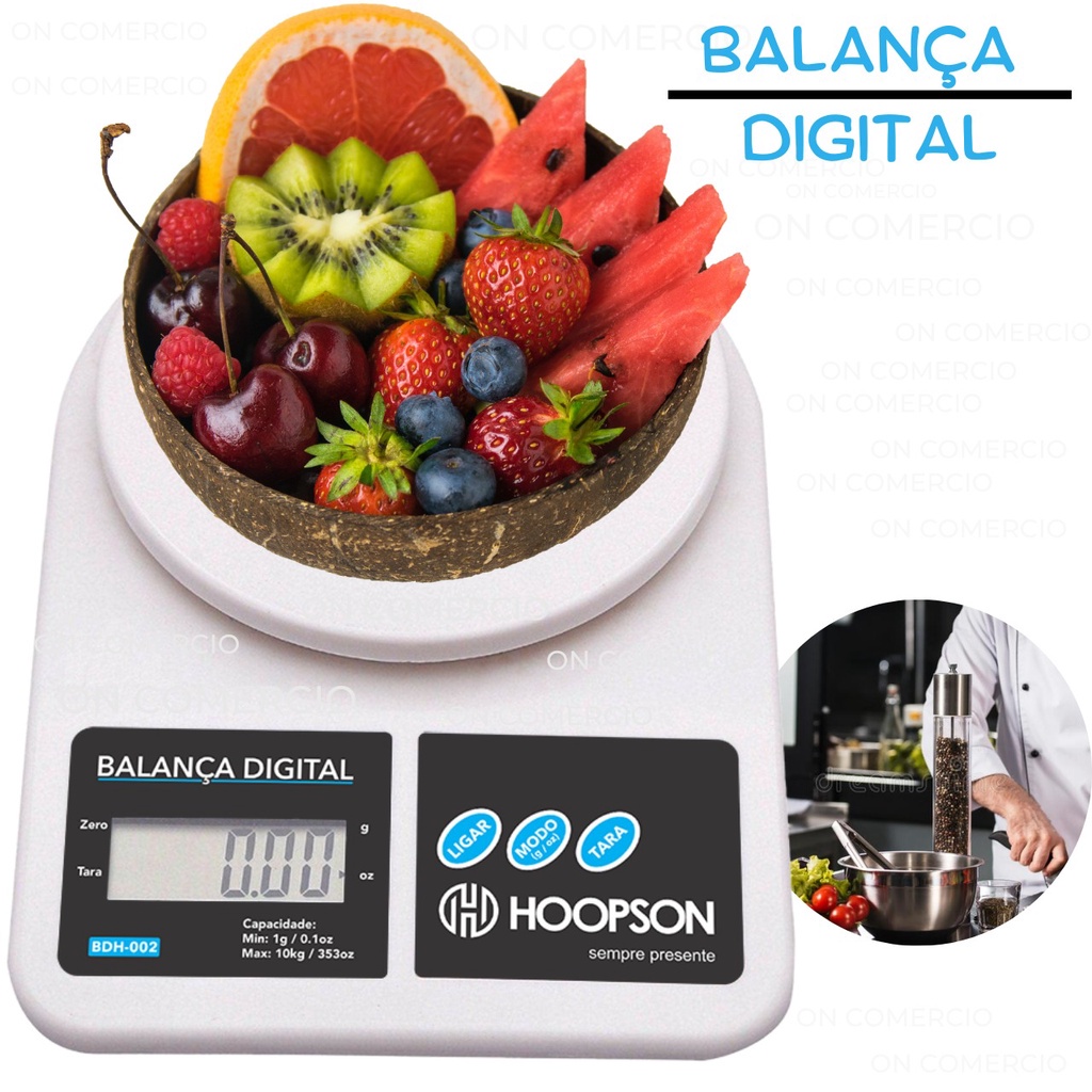 Balança De Cozinha Digital Alta Precisao 10kg Com Pilhas Dieta Nutrição ...