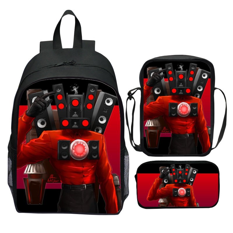 3 Peças/Conjunto Skibidi Toilet Infantil Mochila Bolsa De Ombro Caixa De Lápis Desenhos Animados 3D Escola Primária Mochila Confortável E Leve