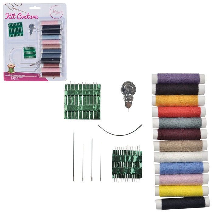 Kit Costura 39 Peças Com Agulhas e Linhas Variadas
