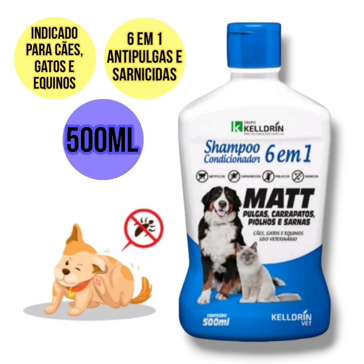 Shampoo Anti Pulga Cachorro Matt 6 Em 1 E Carrapato Para Cães E Gatos ...