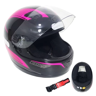 Capacete Fechado Moto New Ebf 7 Power Preto Rosa