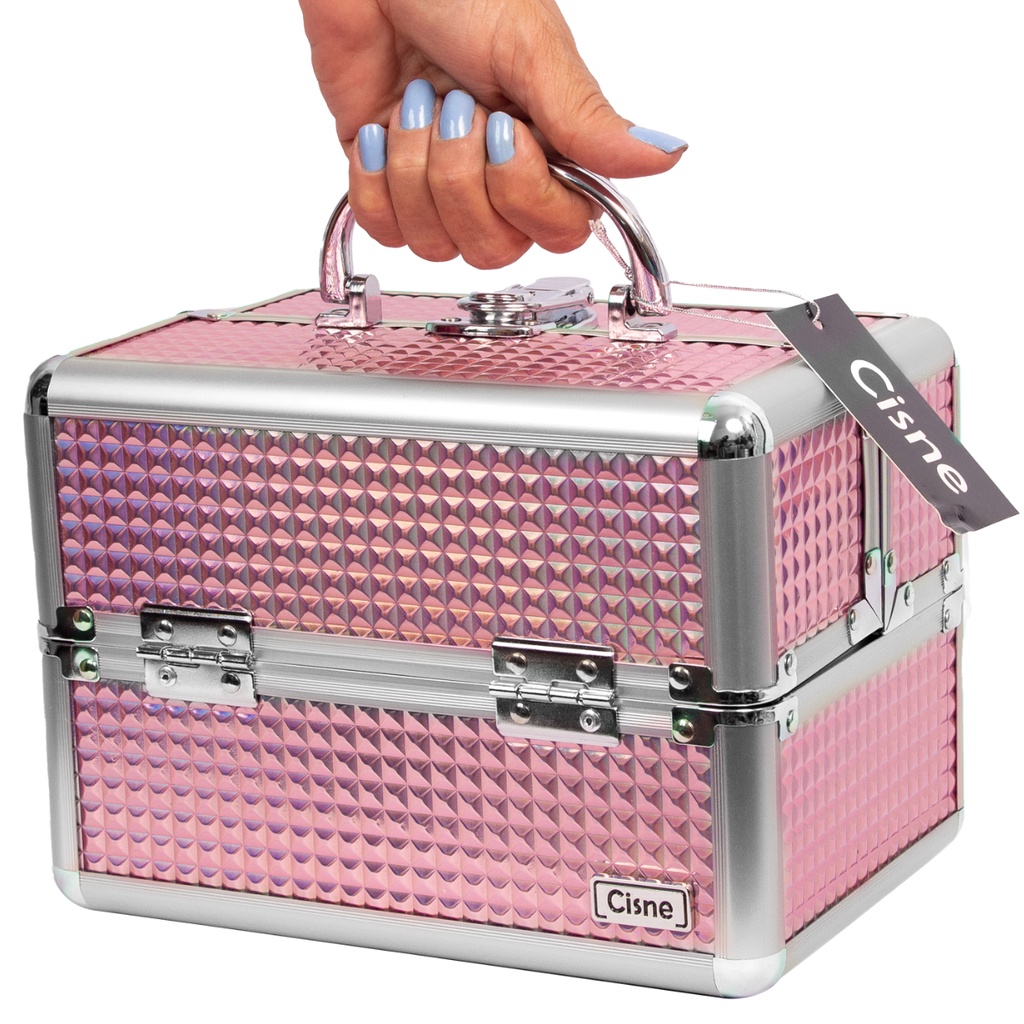 Maleta Maquiagem Rubys Cisne Esmaltes Com 4 Bandejas Rosa