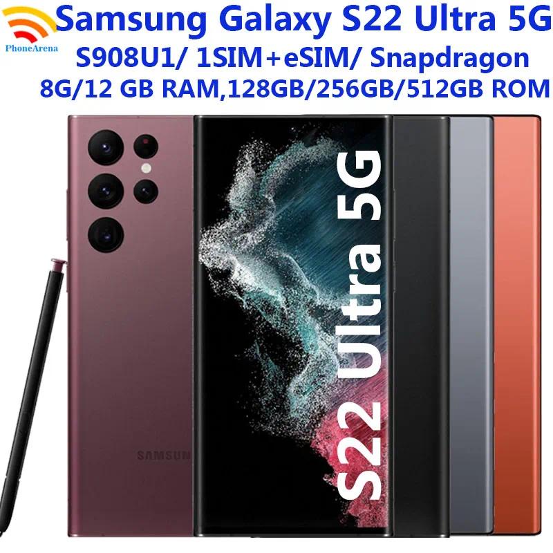 Samsung Galaxy S22 Ultra 5G S908U1 6.8 " 8/12GB RAM 128/256/512GB ROM Snapdragon 8 NFC S22U eSIM Telefone Celular Original Desbloqueado-GoodLuckGift