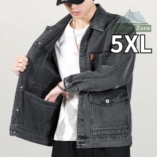 Denim casaco multi-bolso workwear solto plus size jaqueta masculina
