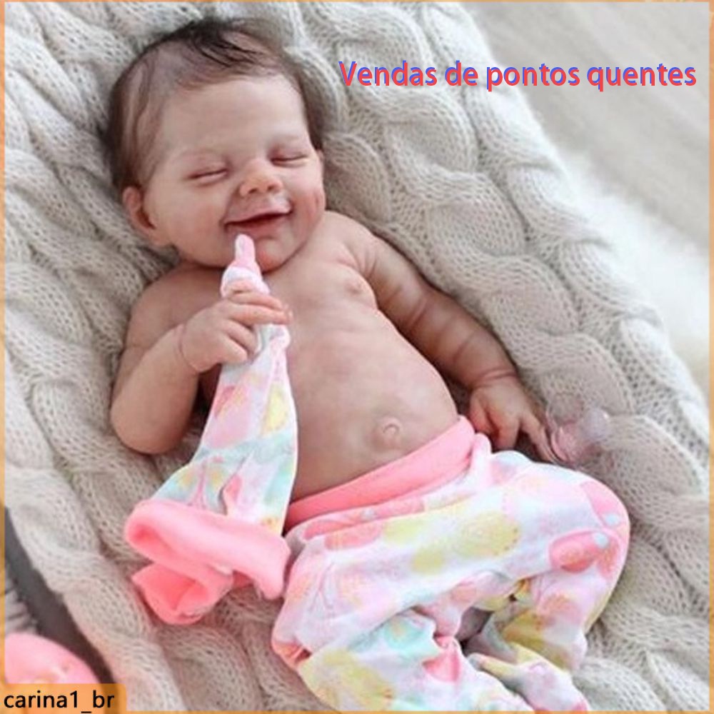 Bebe Reborn Meino Boneco Original Silicone Barata Boneca Realista Olhos  Castanho 48CM (BB522) : : Brinquedos e Jogos