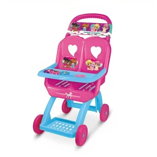 Carrinho De Boneca Duplo Infantil Rosa e Azul Com Suporte De Pratinho 229 - Lider
