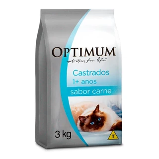Ração Optimum Para Gatos Adultos Castrados 1+ anos Sabor Carne 3kg