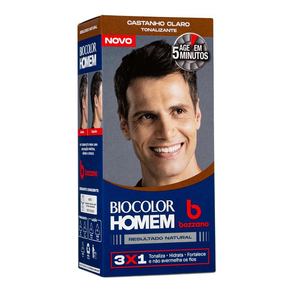 Tonalizante de Cabelo Masculino Biocolor Homem Bozzano Castanho Claro ...