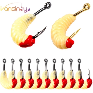 10pcs Iscas Macias De Pesca 2cm/0.4g Com Anzol De Minhocas Plásticas Camarão