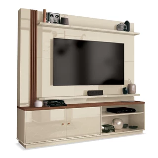 Estante Home Theater Para Tv Até 65 Polegadas 1,80m Royale Off White/Naturale