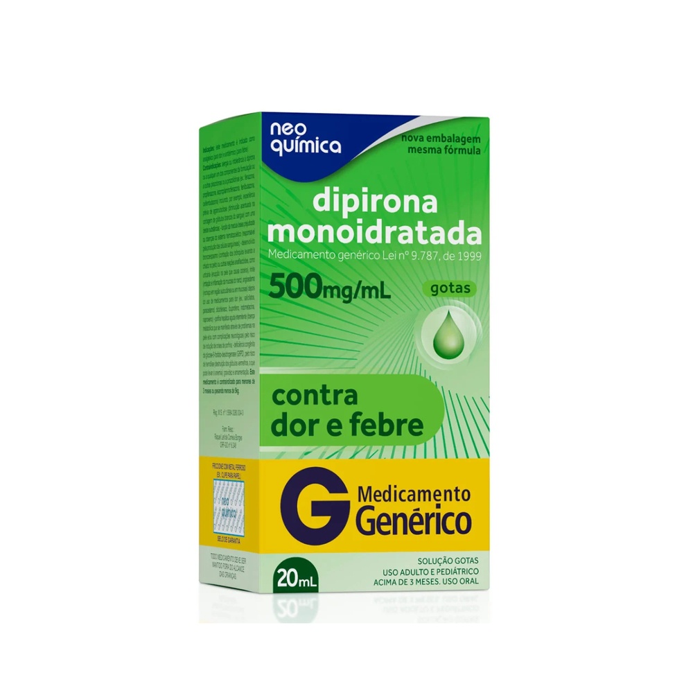 Dipirona 500mg/ml Gotas 20ml adulto e infantil para dor e febre ...