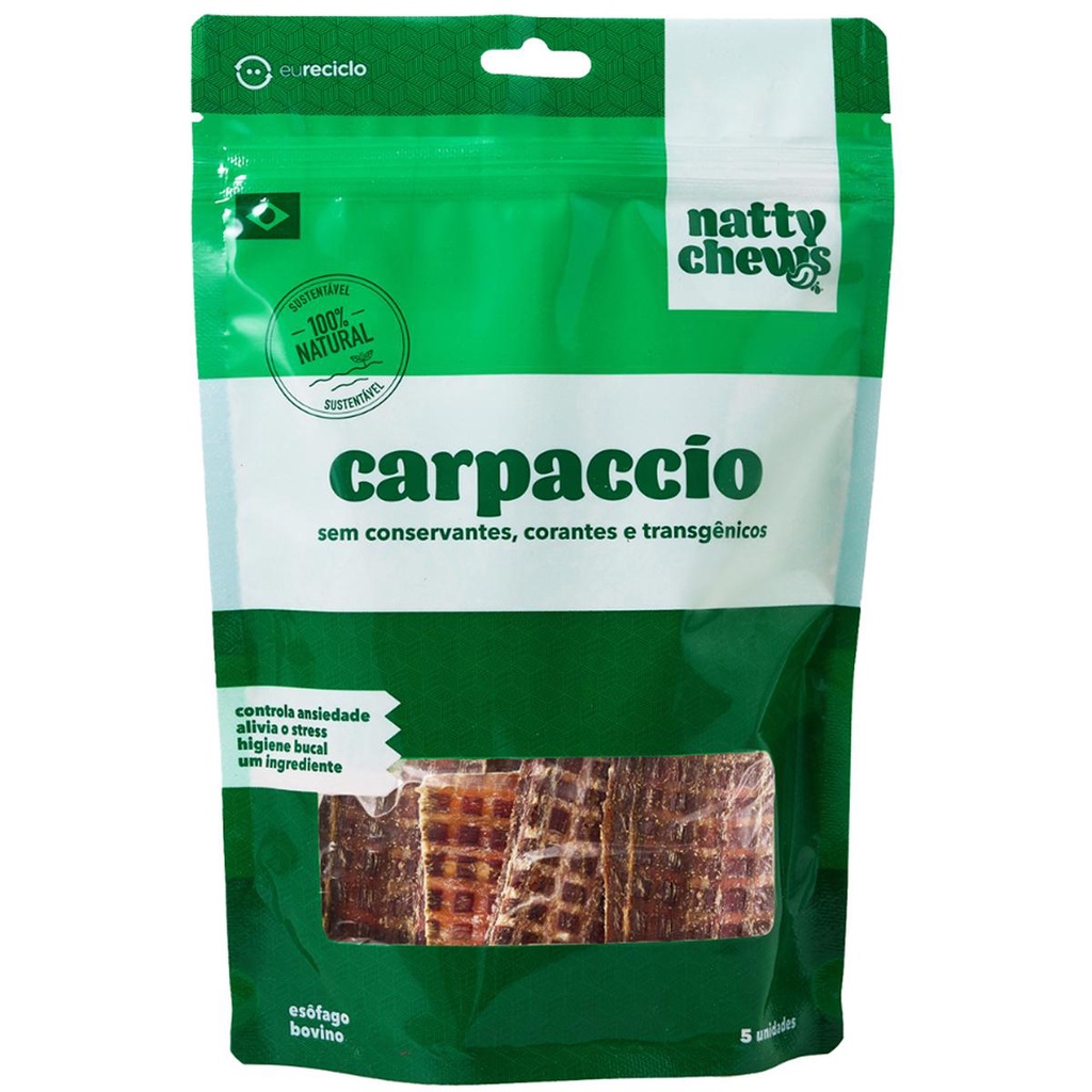 Petisco Gourmet para Cachorros Carpaccio de Esofago Bovino 5un - Natty ...