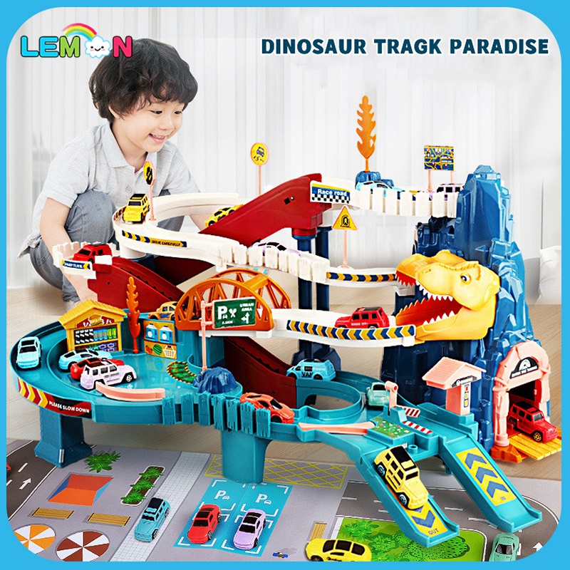 Kids Track Cars Toys Dinossauro Carro El trico Estacionamento