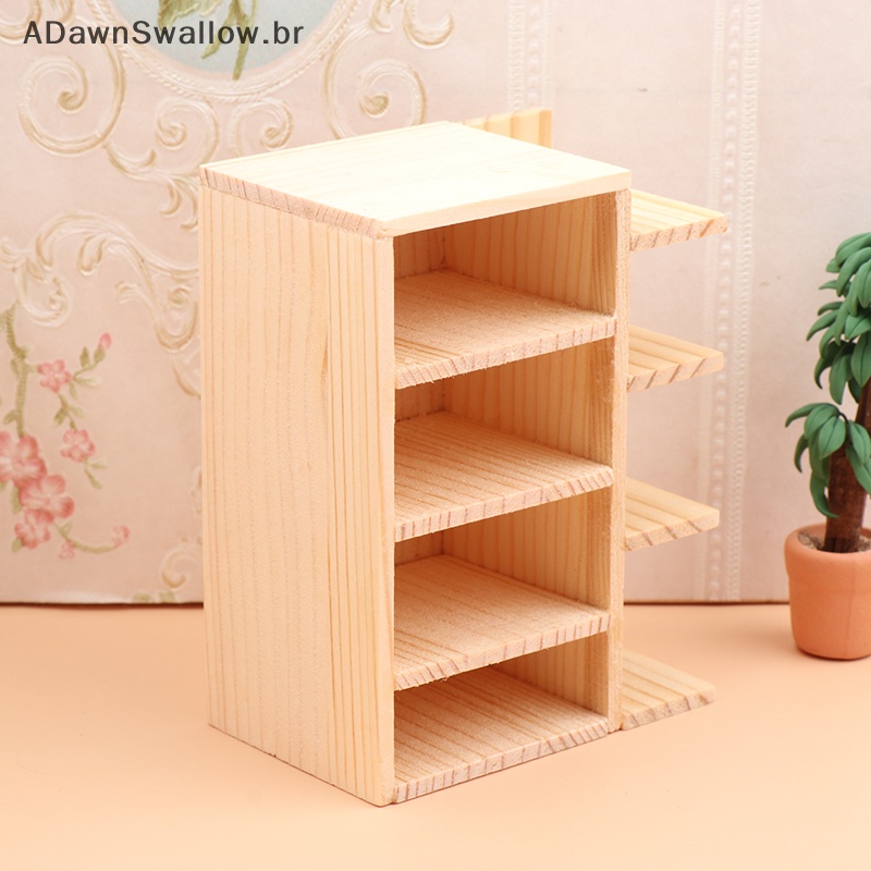 ADS 1/12 Estante De Simulação Dollhouse Armário De Armazenamento Sala De Estar Decoração Dolls House Móveis Miniatura Acessórios BR