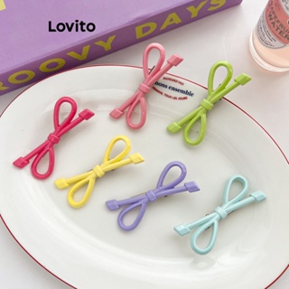 Lovito Grampos De Cabelo Casuais Com Laço Liso Para Mulheres LFA10397