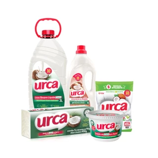 Kit Urca Coco - Lava Roupas Liquido 3L + Lava Roupas Pó Concentrado 800G + Sabão em Pedra 5X90G + Amaciante Ternura 2L + Sabão em Pasta 3 em 1 - 500G