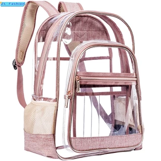 Mochila Plástica Transparente Feminina Em PVC , Grande Para Escola/Viagem/Praia