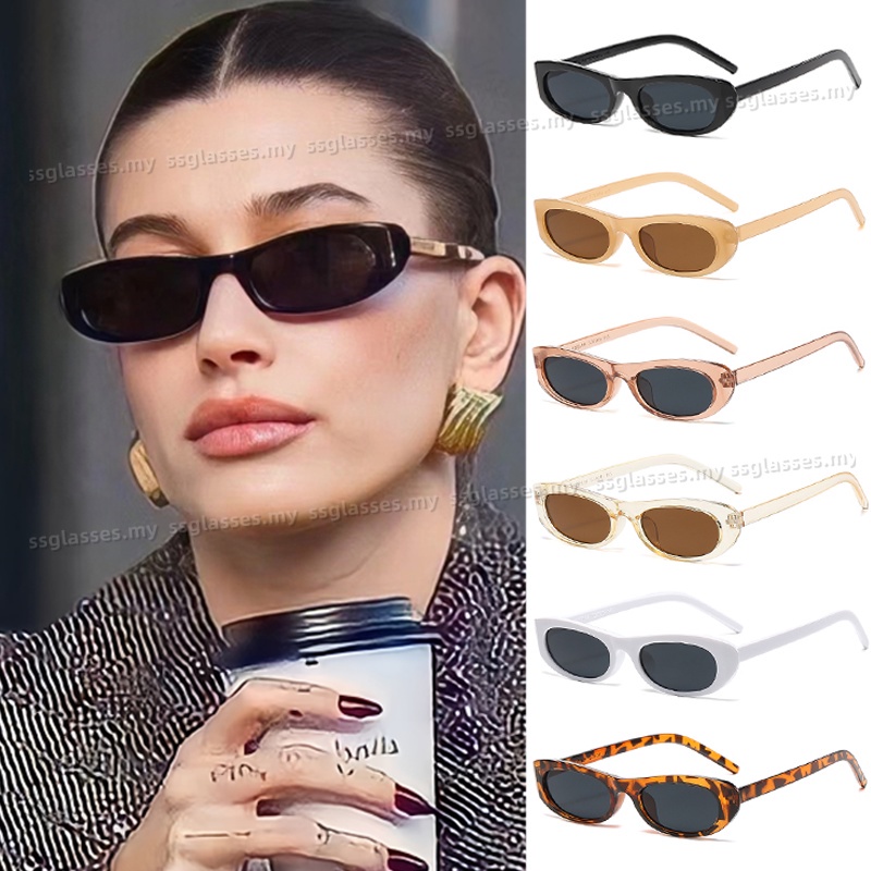 E Retro Oval Pequeno Quadro Óculos De Sol Para Mulheres Homens Olho De Gato Estreito Emoldurado Tons Resistência UV