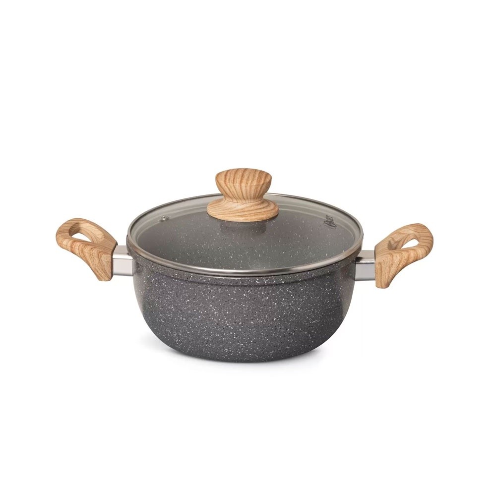 Caçarola Com Tampa 7,5L Cerâmica Marble Edition Oster - Dark Grey
