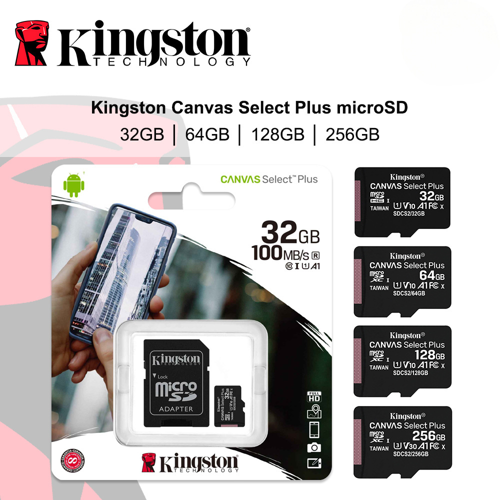 Cartão Micro SD 256GB Kingston Canvas Select Plus, 100MB