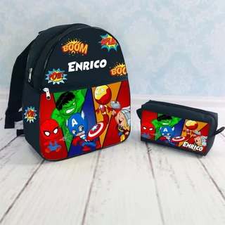 Kit Mochila e Estojo Vingadores Baby personalizada com o nome