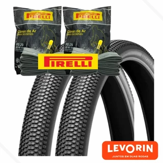 Par de Pneus Aro 29x2.10 Bike Banda Leve Eruption Levorin +2 Camara de Ar 29 Bico Grosso Pirelli