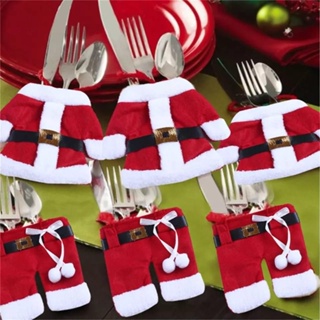 Porta Talheres Natal - Talher Natalino Kit 6 pcs Roupinha Papai Noel Cozinha Capa Decoração