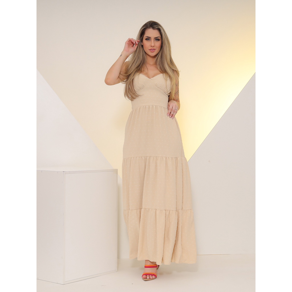 Vestido longo hot sale tecido fino