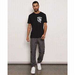 Calça Masculina Jogger Com Bolso Cargo Cinza