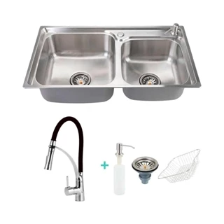Cuba para cozinha com acessórios Potiguara e Torneira misturador monocomando gourmet preta Solimoes Pingoo em Oferta na Shopee
