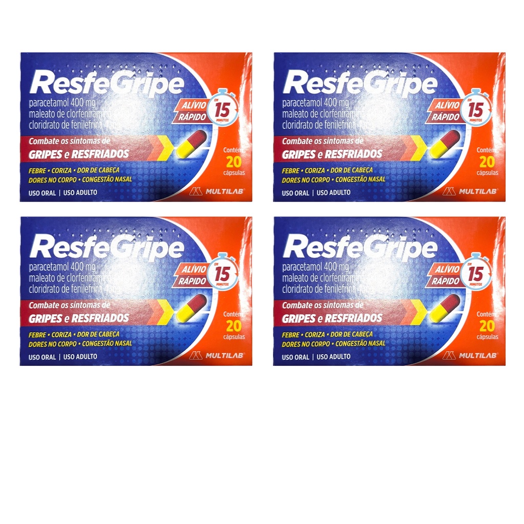 Kit 4 Caixas de Resfegripe 20 Capsulas - Combate Gripes e Resfriados ...