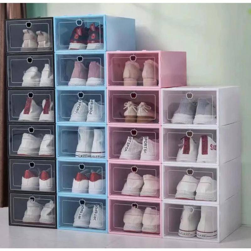 KIT DE Dobrar Caixas de Sapatos De Plástico Caso Espessamento Transparente Caixa de Sapato de Plástico Da Gaveta Caixa de Sap