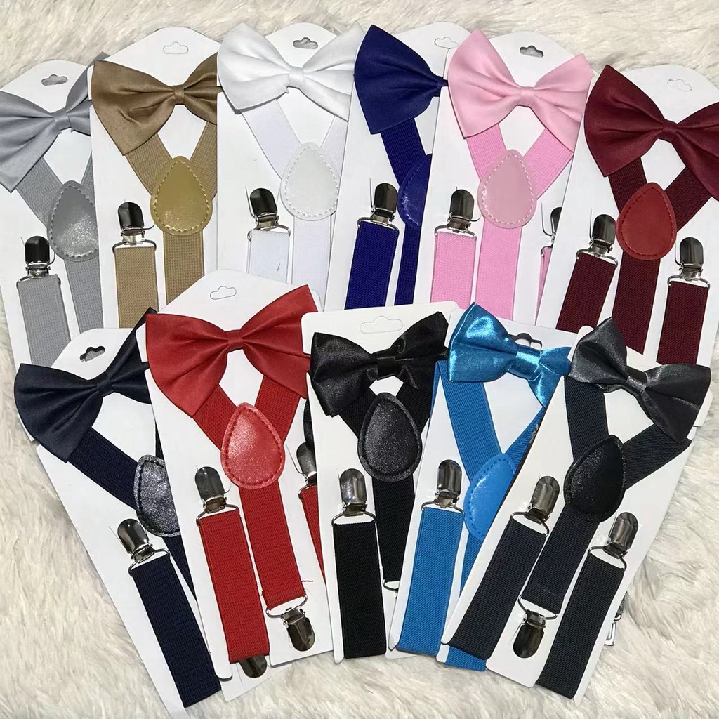Kit Suspensório com Gravata Borboleta regular Infantil Criança Menino e Menina Várias Cores