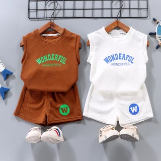 Fato de manga curta para crianças, Fato de verão para menino +Shorts de 2 peças, Roupas para crianças