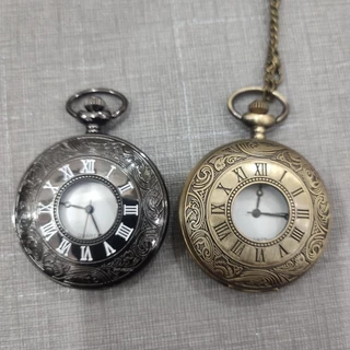 Relógio De Bolso Moda Pastoral Vintage Pocket Watch Romano Digital De Dupla Escala Flip Quartz