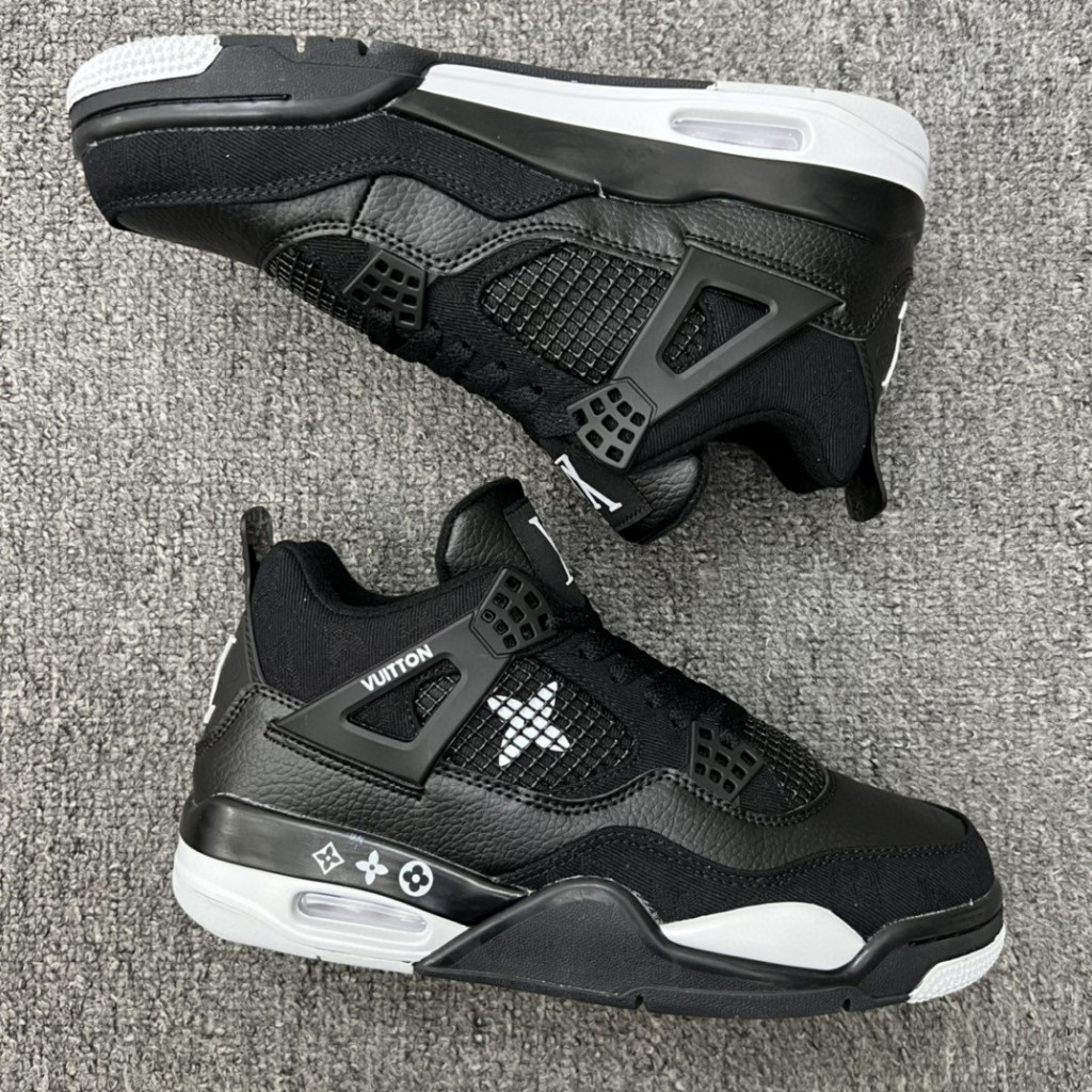 Louis Vuitton x Air Jordan 4 Retro LV Black 4a Geração aj4 Junta De ...