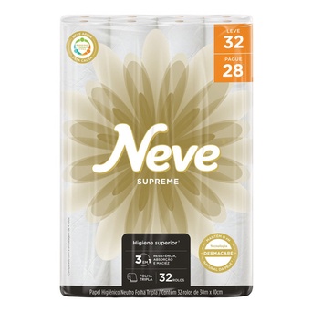 Papel Higiênico Neve Supreme Folha Tripla 20 M De 32 Un