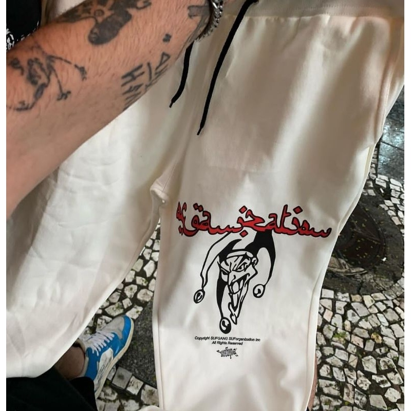 Calça moletom Gang - Lançamento Streetwear envio imediato - Palhaço tiro rosto arabe roxo estoque cheioo