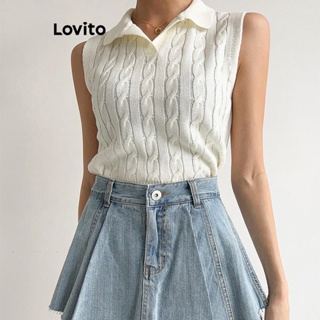 Lovito Regata Casual De Malha Canelada Lisa Para Mulheres LNL41036
