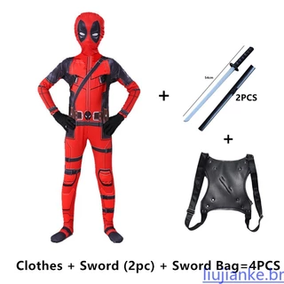 Deadpool Super Hero Bodysuit Filme Cosplay Halloween Macacão Com Espada Acessórios 68545