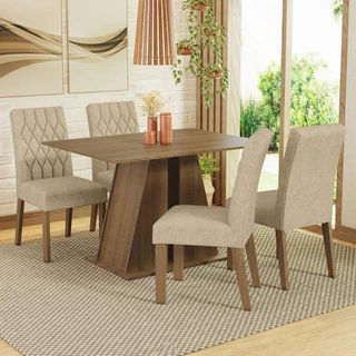 Conjunto Sala de Jantar Mesa Tampo de Madeira 4 Cadeiras Rustic/Imperial Gisele Madesa em Oferta na Shopee
