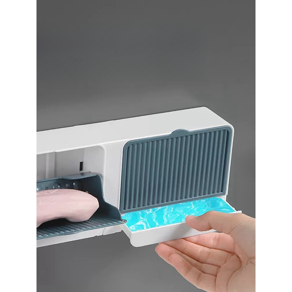 Porta Sabonete 2 em 1 Dual Suporte Saboneteira Adesivo Parede Banheiro Com Tampa