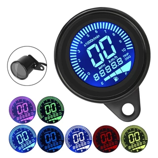 Velocímetro / Taquímetro LCD de LED Digital Universal para Moto com Nível de Combustível em 7 Cores para