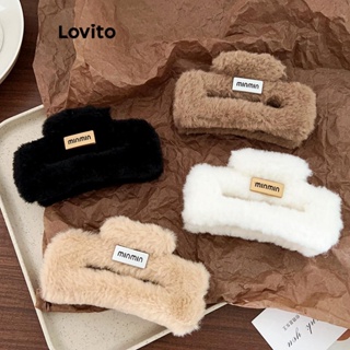 Lovito Grampos De Cabelo De Pelúcia Básicos Com Letras Casuais Para Mulheres LFA11018