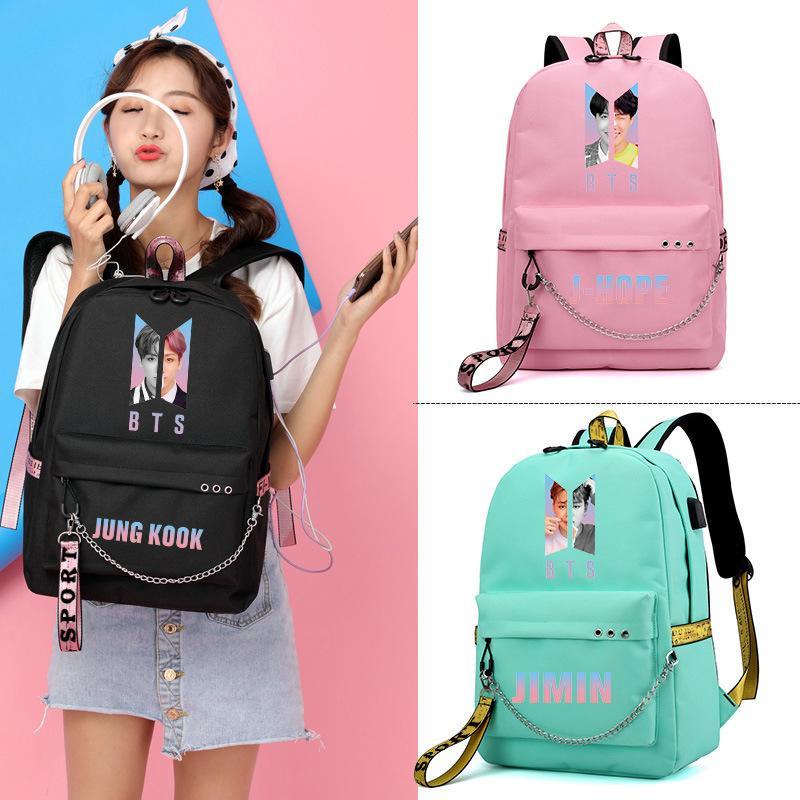 Bts Same Style Style Backpack Mochila escolar bts suga Jin Mochila versao coreana Mochila estudantil Homens Mulheres Mochila de grande capacidade Mochila J hope V JK RM Mochila Shopee Brasil