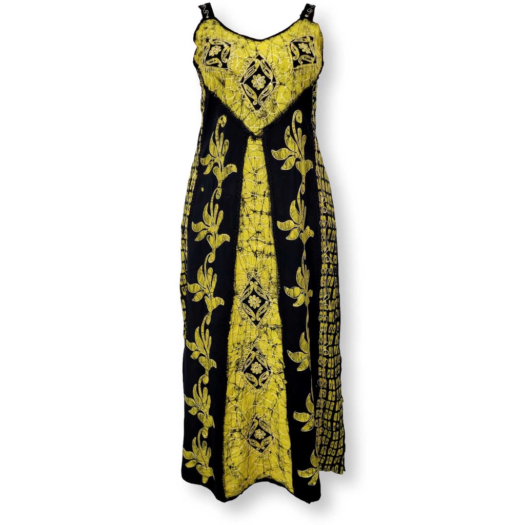 Vestido Longo Indiano Alça viscose Batik Com bordado