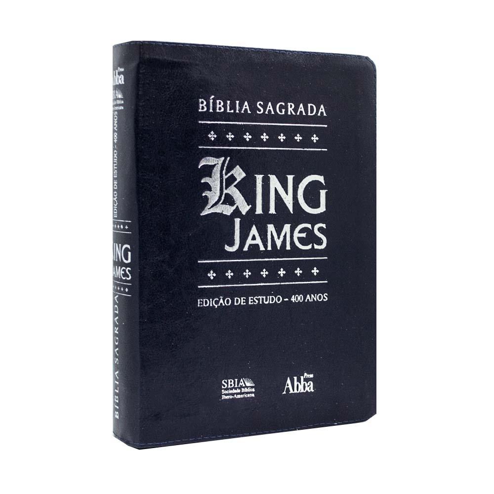 Bíblia De Estudo King James Atualizada Letra Grande Capa Zíper Azul ...
