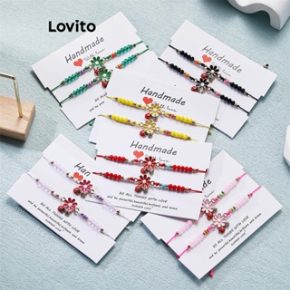 Lovito Pulseira Casual Com Flores Florais E Contas Para Mulheres LCS05007