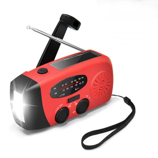 Rádio De Emergência Manivela Solar 2000mah , Lanterna LED de luz forte portátil Ao ar livre
