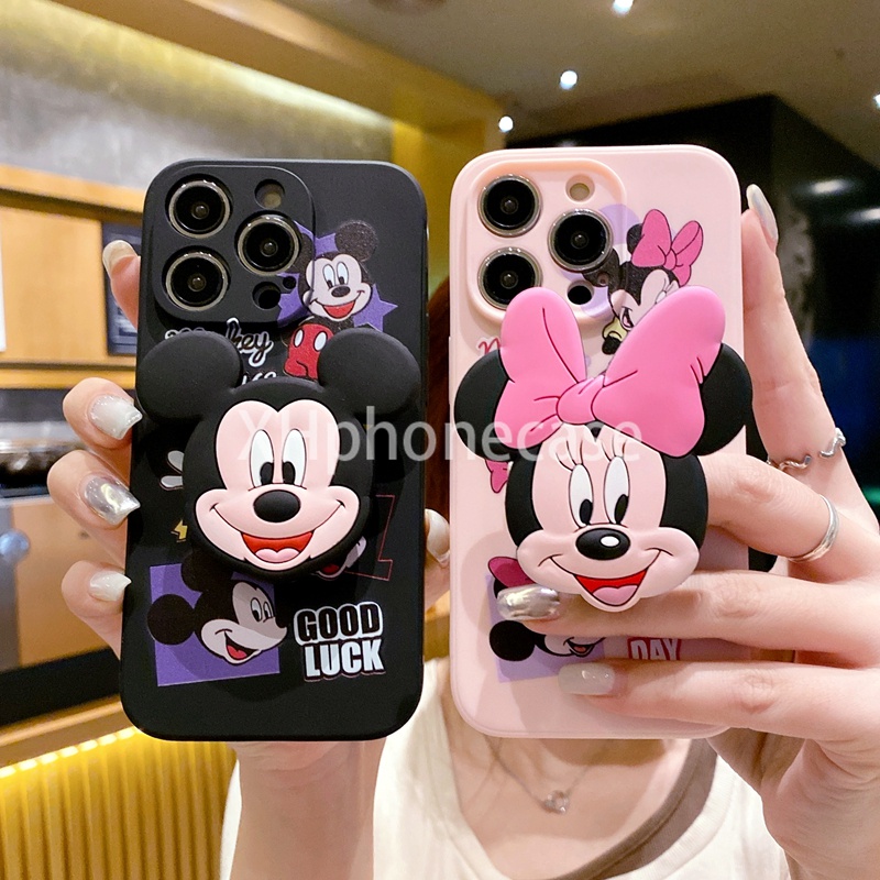 Capa de celular Capinha Para Redmi A2 A1 Plus Note 12S 12S 11S 11 10S 10 9S 9 8 Pro 5G 12C 10C 9C 9A 9T 9 Linda Capa Protetora de Desenho Animado De Mickey Minnie Mouse Com Suporte